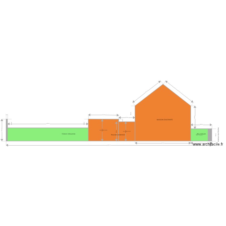 PLAN DE FACADE MITOYEN CIBLE NE. Plan de 0 pièce et 0 m2