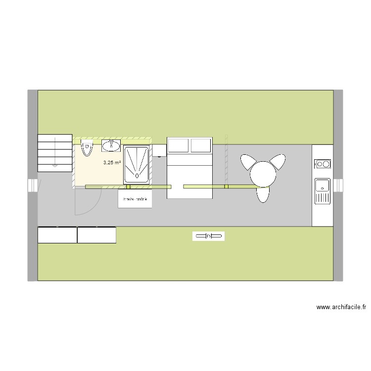 Combles 87 Périgueux. Plan de 2 pièces et 55 m2