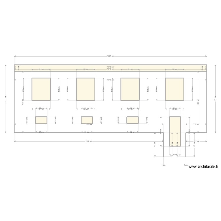1 - Plan façade initial . Plan de 9 pièces et 17 m2