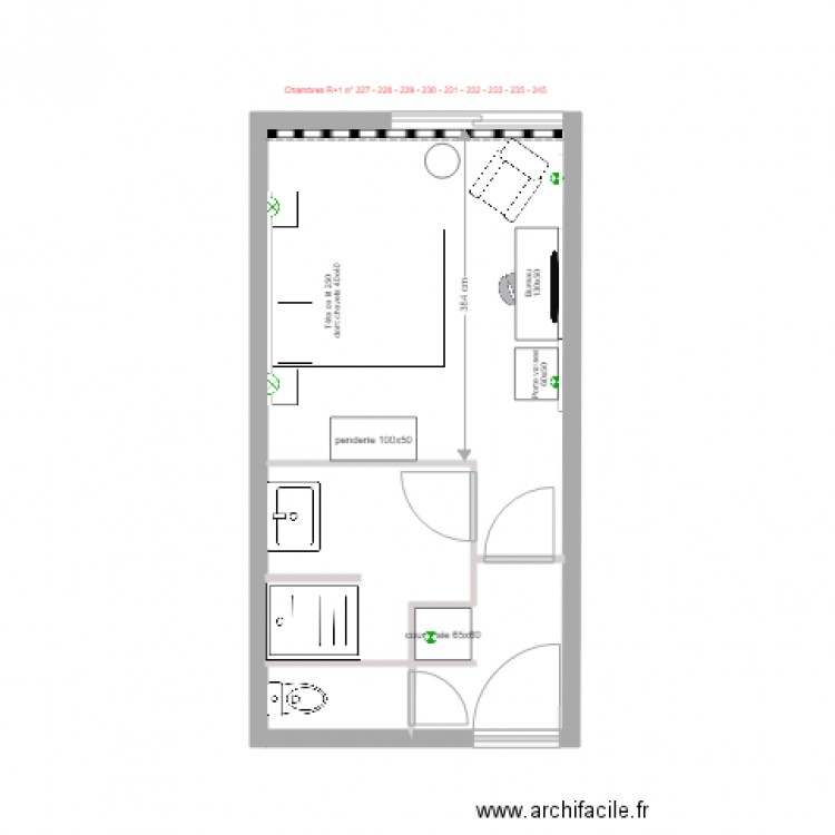 CHAMBRE TYPE B 1. Plan de 0 pièce et 0 m2