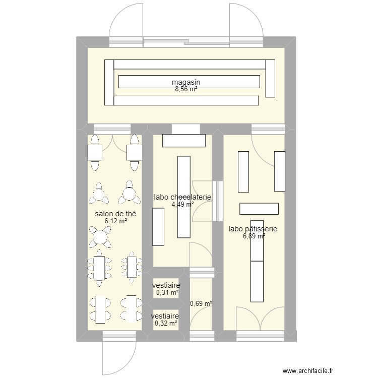 labo valentin. Plan de 7 pièces et 27 m2