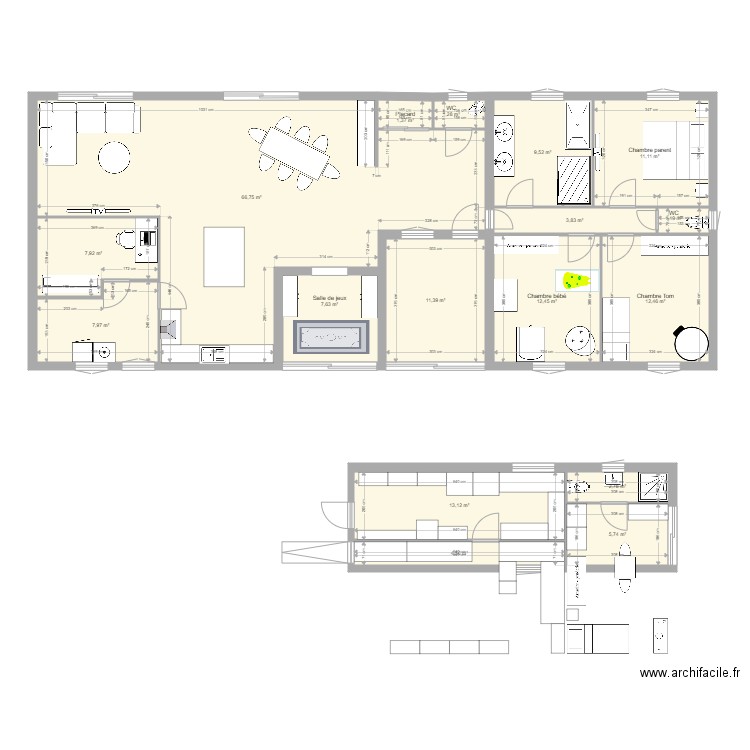 plan de garage. Plan de 17 pièces et 181 m2