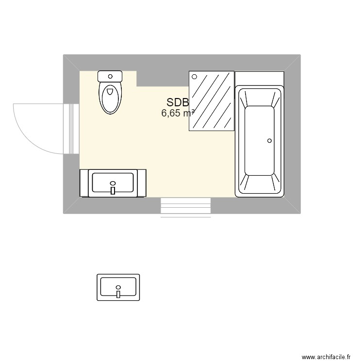 New SDB. Plan de 1 pièce et 7 m2