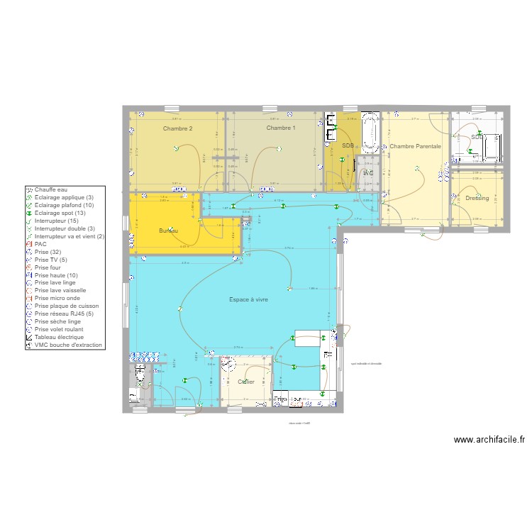 varron. Plan de 13 pièces et 123 m2