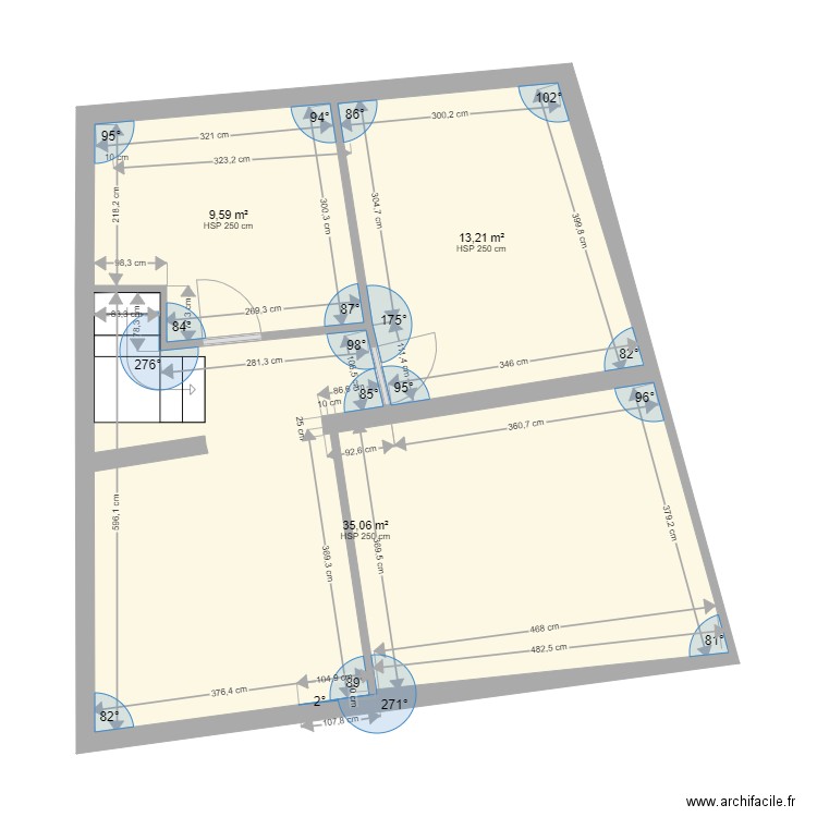 PAMIERS3 R3. Plan de 3 pièces et 58 m2