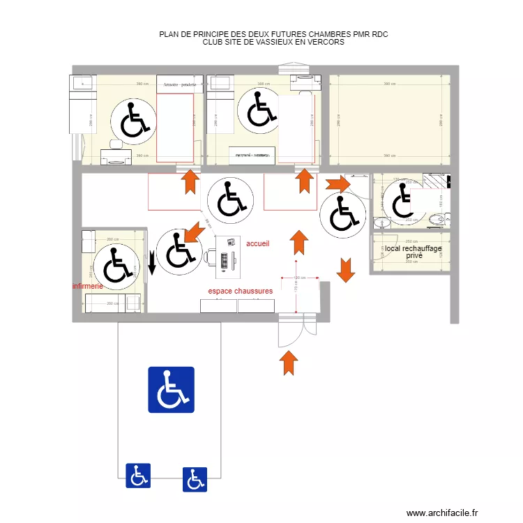centre de vacances de Vasssieux infirmerie. Plan de 