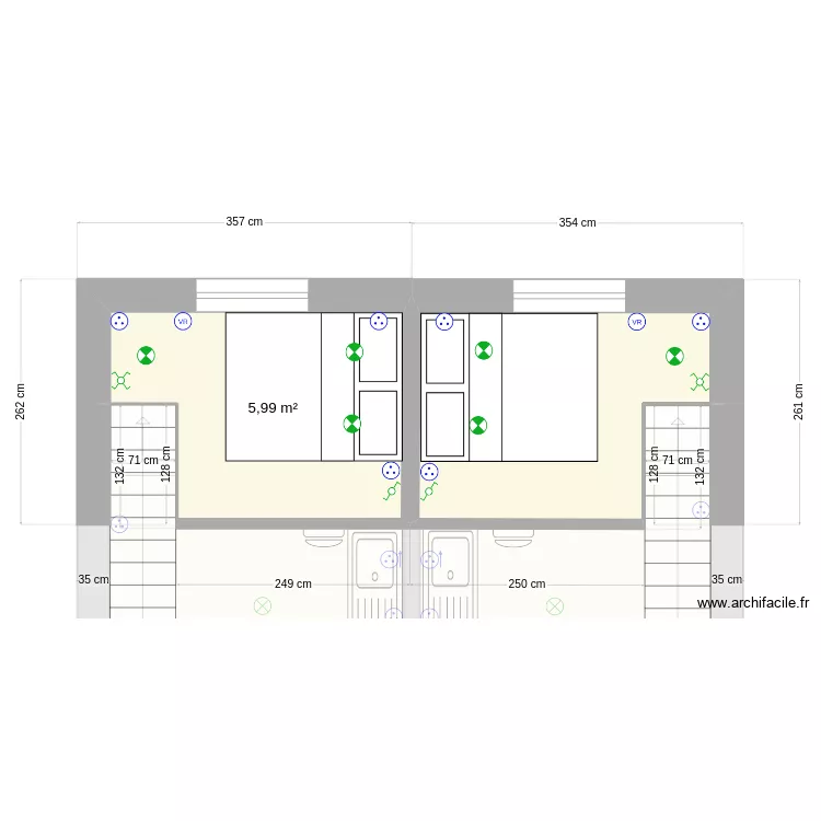 Studio + mezz. Plan de 