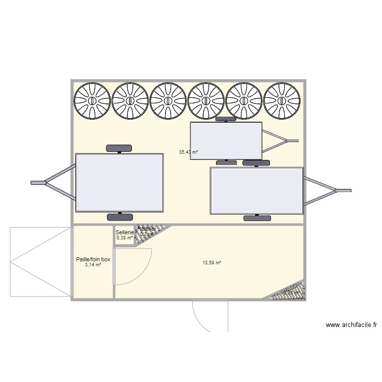 Caisse Paddock Pinsaguel 8. Plan de 6 pièces et 53 m2