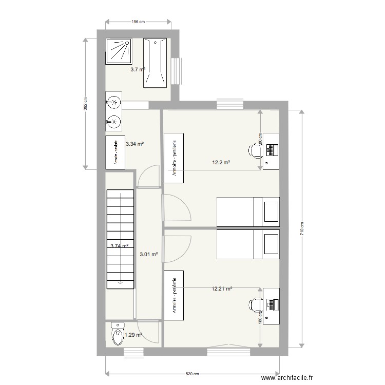 Amiens  193 GR Niveau 2  reconfiguré 2 Ch. Plan de 0 pièce et 0 m2