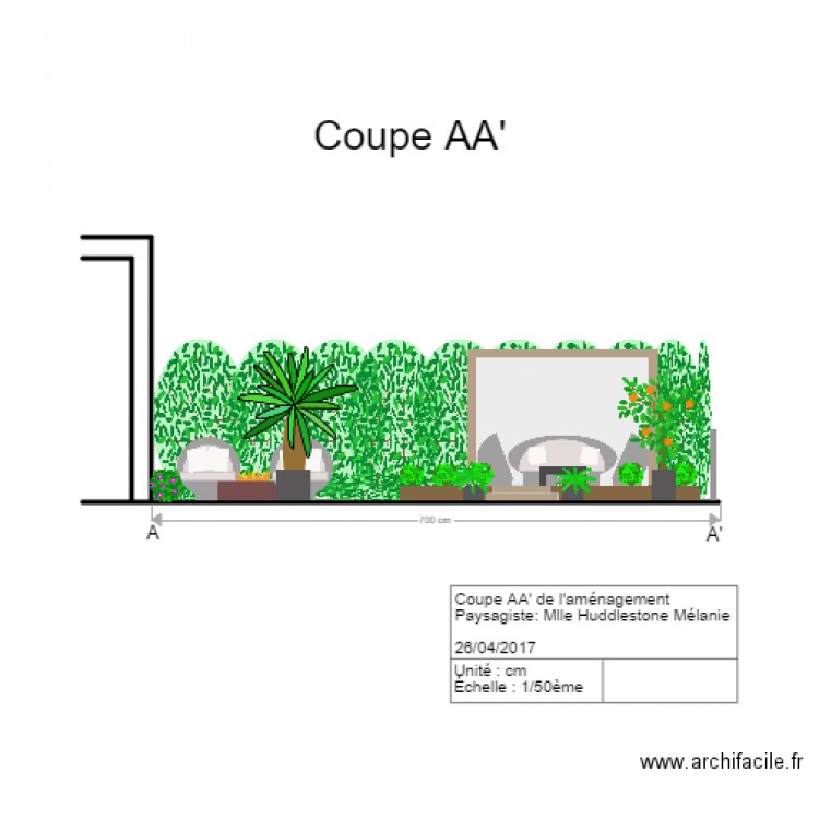 coupe aa terrasse. Plan de 0 pièce et 0 m2