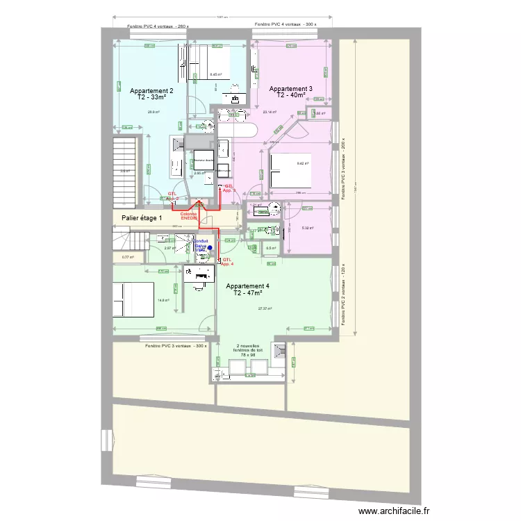 Pasteur Etage 1 branchement. Plan de Pasteur Etage 1 branchement. Plan de
