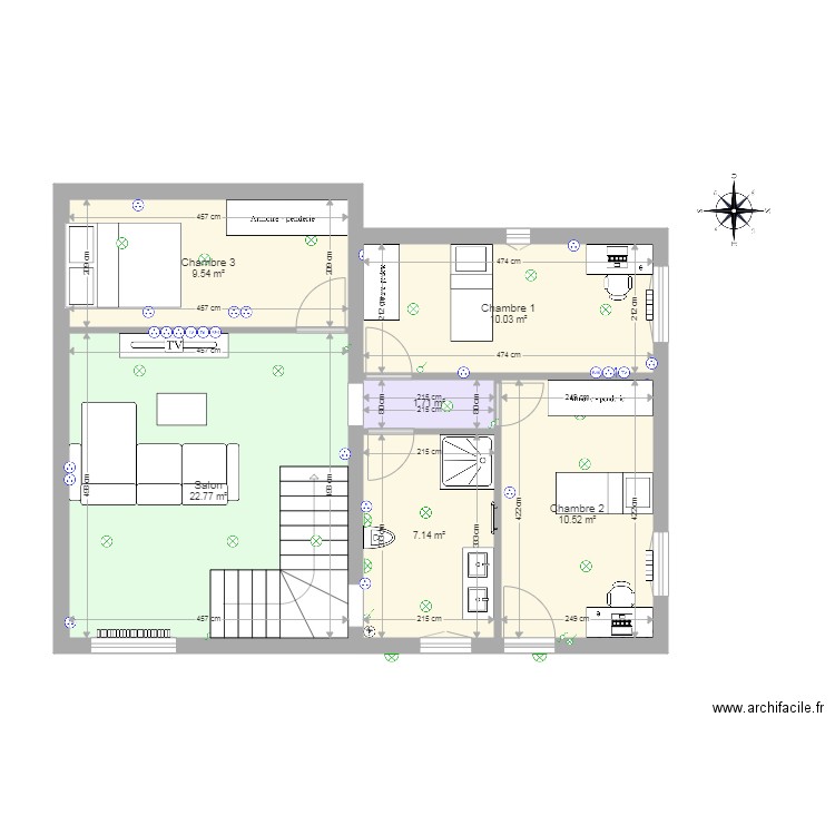 Etage St Myon Arnould chambres version 5. Plan de 0 pièce et 0 m2