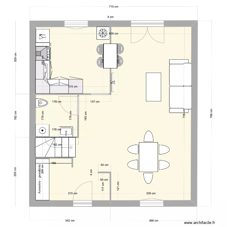 Plan maison 2 RDC Meubl&eacute;. Plan de 