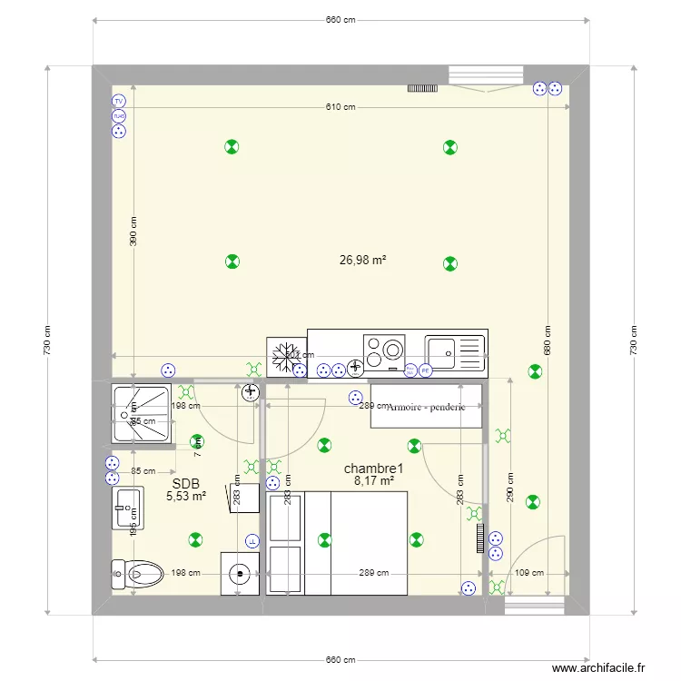 t2 premier etage modifie. Plan de 