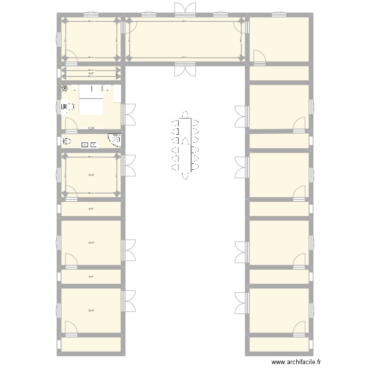 deuxième jet. Plan de 21 pièces et 184 m2