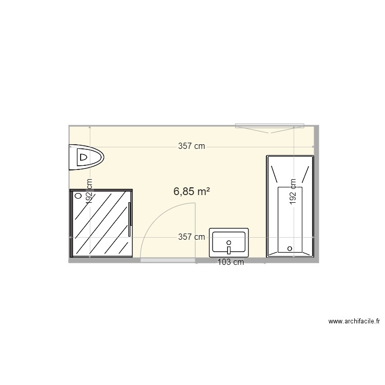 SB Bas. Plan de 1 pièce et 7 m2