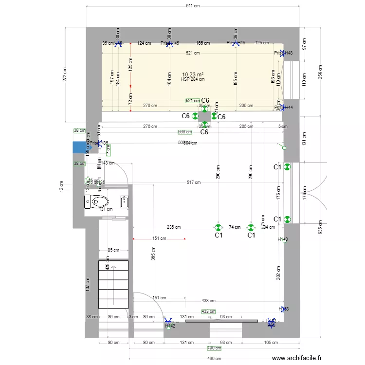 Points lumineux au sol. Plan de 