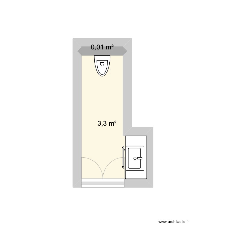 GUEST BATHROOM (GROUND FLOOR). Plan de 2 pièces et 3 m2