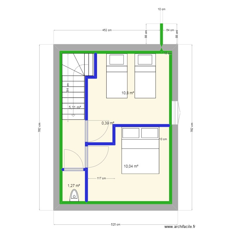 MOYENJMOUTIER  2 iem étage version 2. Plan de 5 pièces et 28 m2