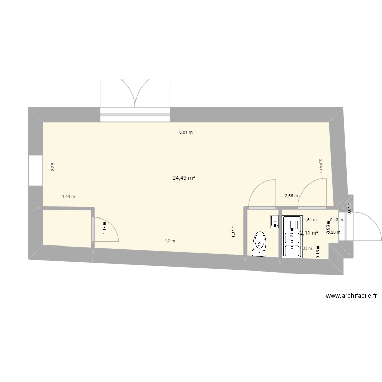 boulangerie saint André des alpes. Plan de 4 pièces et 29 m2