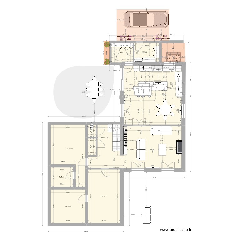 Marcy fevrier + entrée debarras carport photovoltaique. Plan de 9 pièces et 148 m2