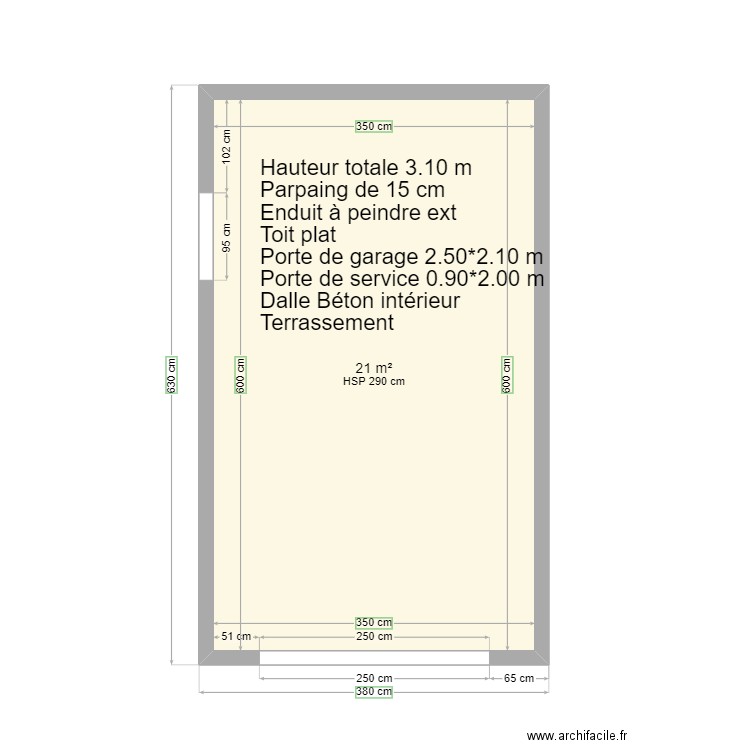 Garage Tregunc. Plan de 1 pièce et 21 m2