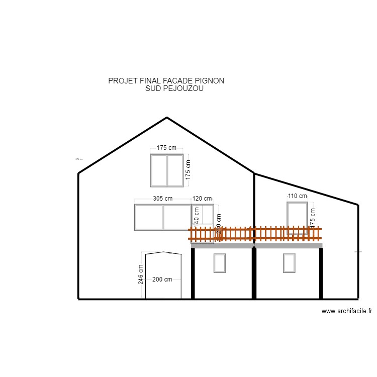 PROJET FINAL FACADE PIGNON SUD PEJOUZOU . Plan de 0 pièce et 0 m2