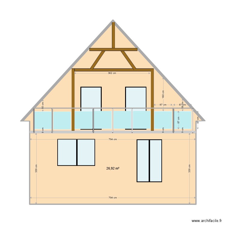 Facade BALCON ESSAI 3. Plan de 2 pièces et 51 m2