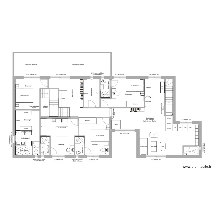 La Salle v10. Plan de 25 pièces et 286 m2