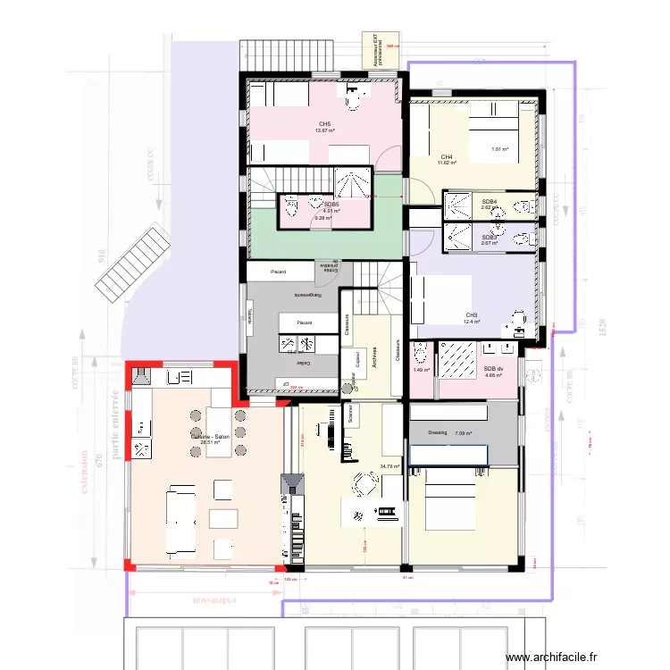 RdC V18 et Etage V19. Plan de 