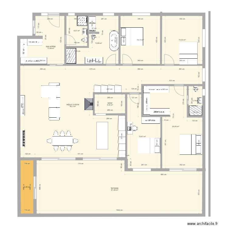 attique 4. Plan de 12 pièces et 258 m2