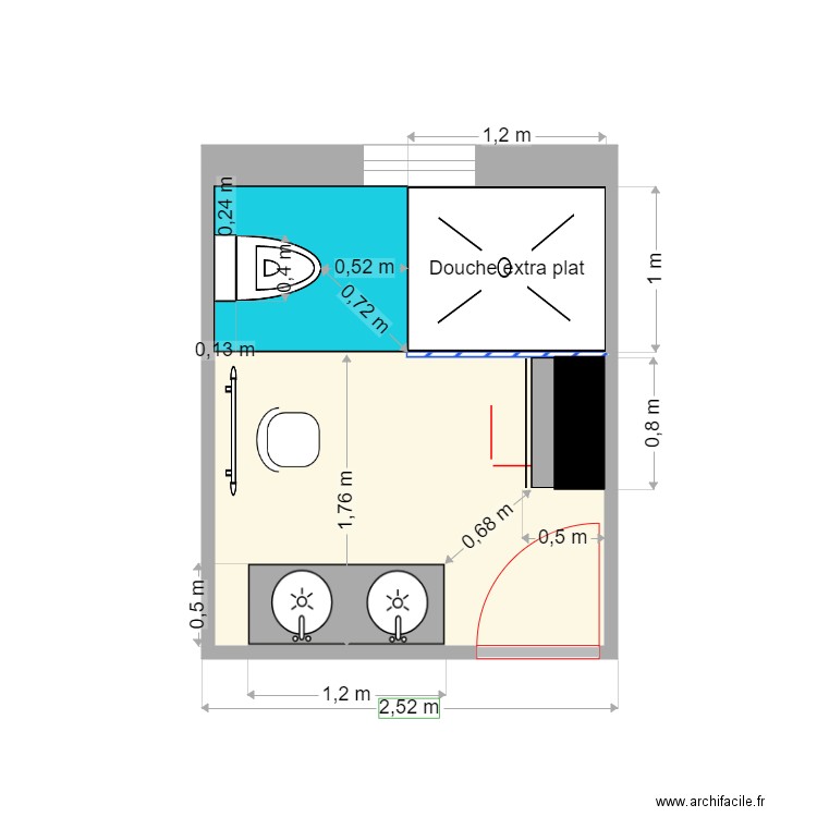 sdb 6. Plan de 1 pièce et 7 m2