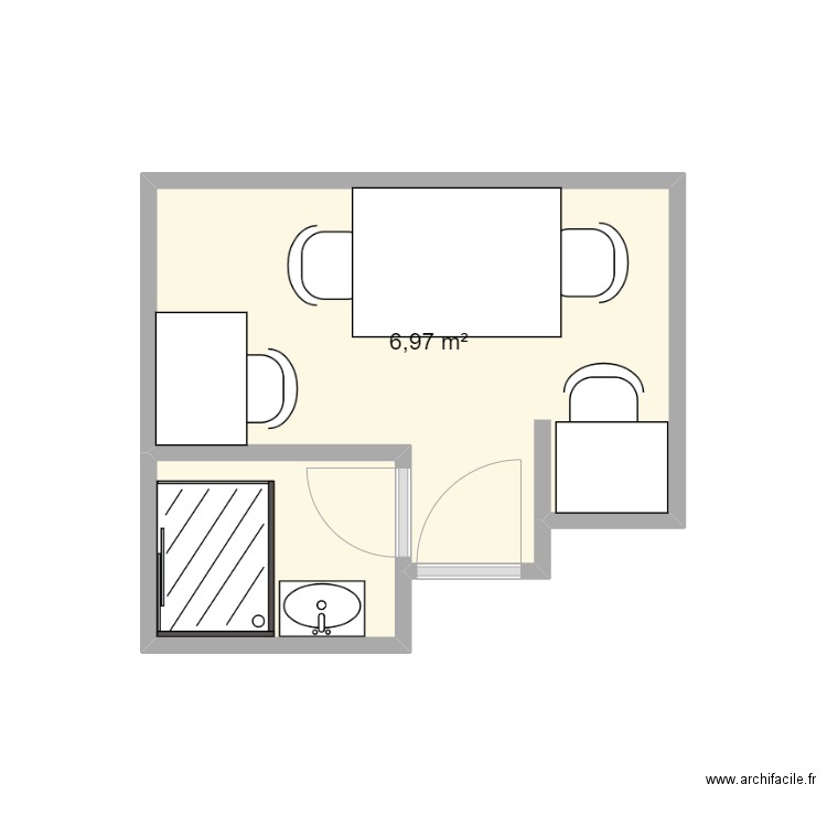 Blomet petite salle existant. Plan de 2 pièces et 9 m2