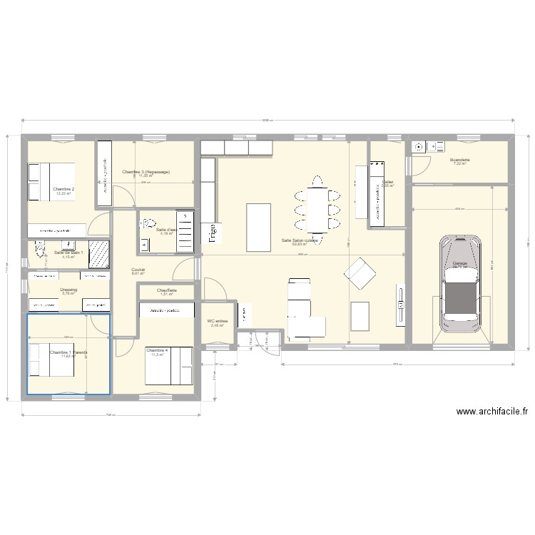Maison Avo et Mamina 3. Plan de 14 pièces et 175 m2