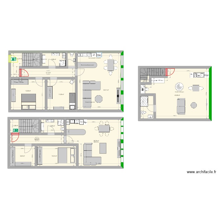 Plan appartement  . Plan de 15 pièces et 180 m2