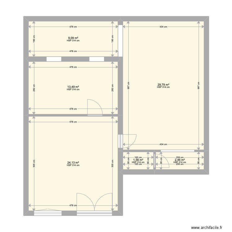 RDC FINAL SANS COURS. Plan de 6 pièces et 81 m2