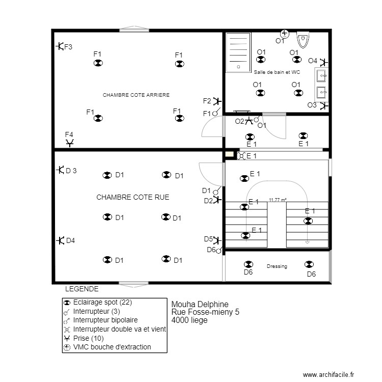 MOH4. Plan de 6 pièces et 78 m2