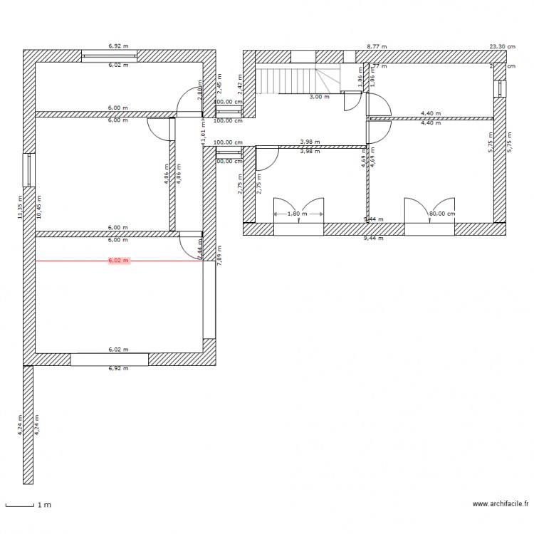 étage complet agrandi 2. Plan de 0 pièce et 0 m2