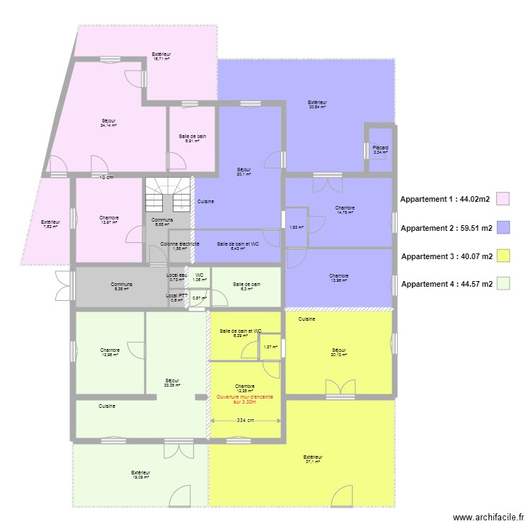 Labenne RDC projeté. Plan de 28 pièces et 317 m2