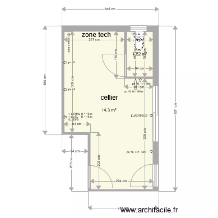 cellier. Plan de 