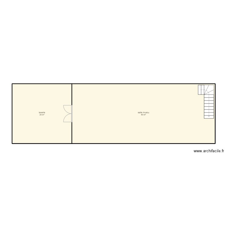 cave. Plan de 2 pièces et 85 m2