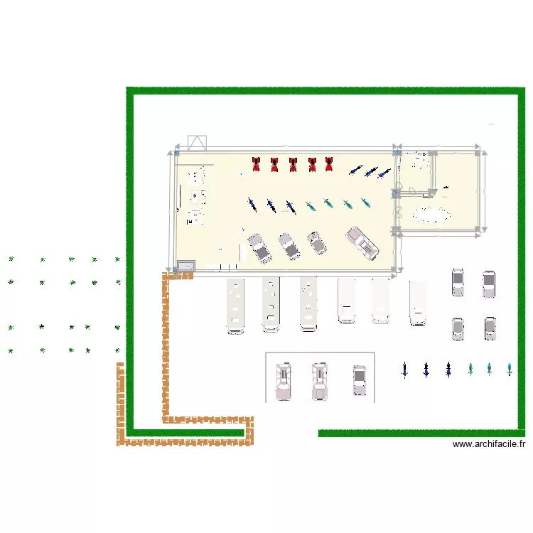 garage plus parking plus salle de reunion. Plan de 