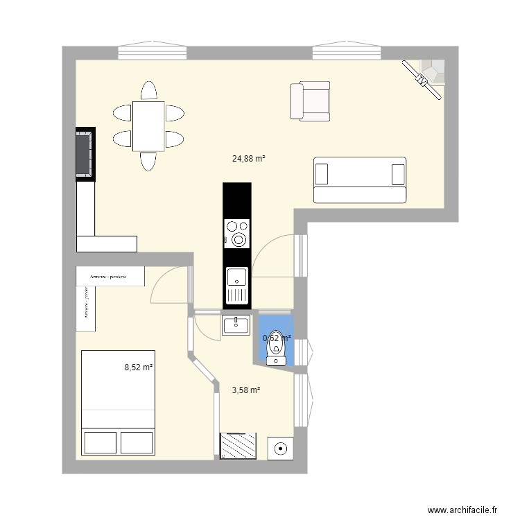 Plan appartement PARIS AGENCE SAP. Plan de 4 pièces et 38 m2