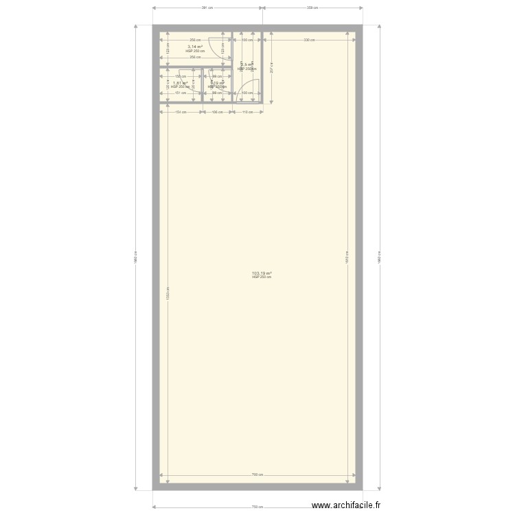 SASSIERGES. Plan de 5 pièces et 112 m2