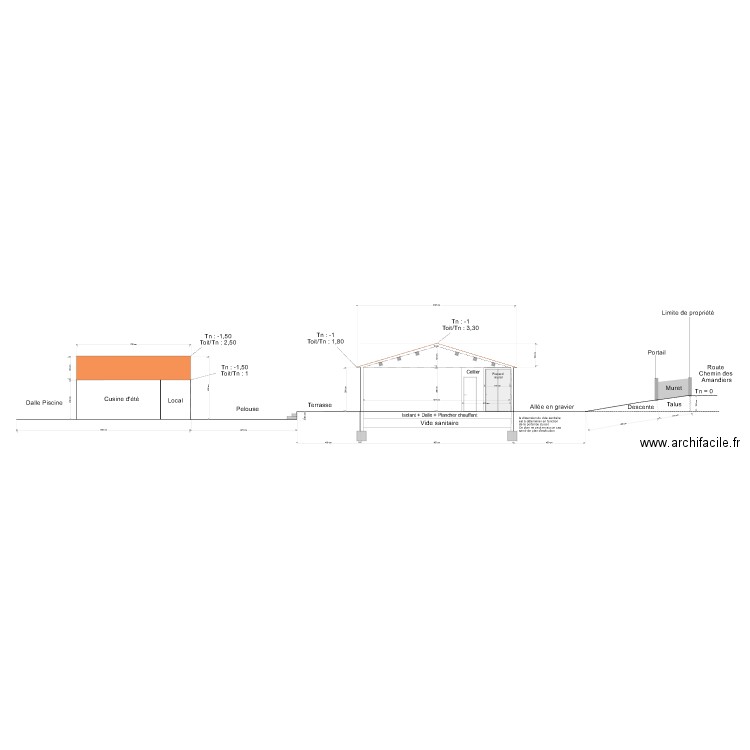 Plan de Coupe partie jour. Plan de 0 pièce et 0 m2