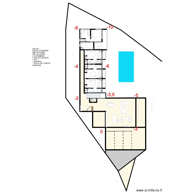 RESIDENCE PRINCIPALE REBERO 3. Plan de 20 pièces et 498 m2