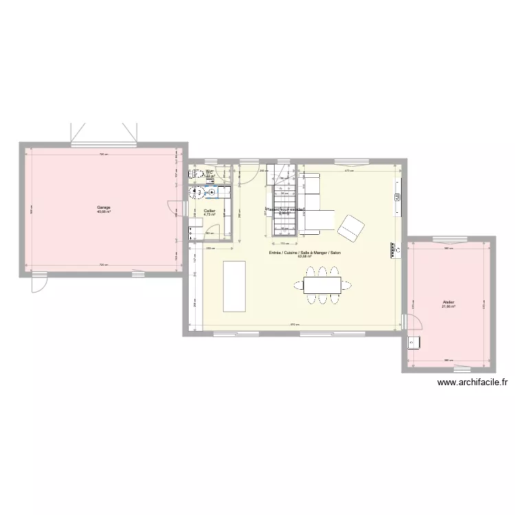 Maison avec &eacute;tage 140 Escalier droit. Plan de 