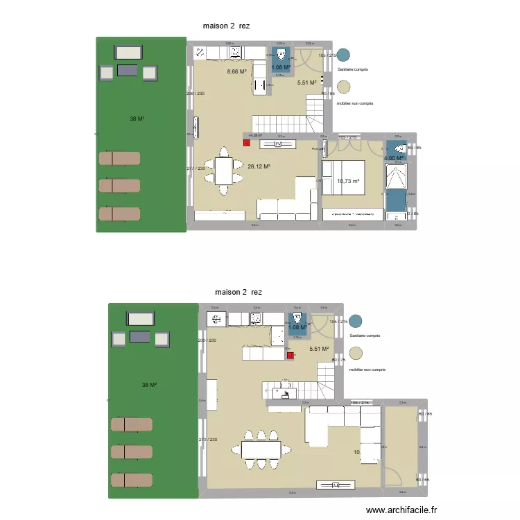ch 1 et 2. Plan de 8  et 120 m²