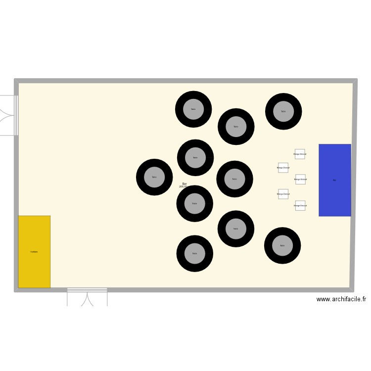 plan de salle . Plan de 1 pièce et 266 m2