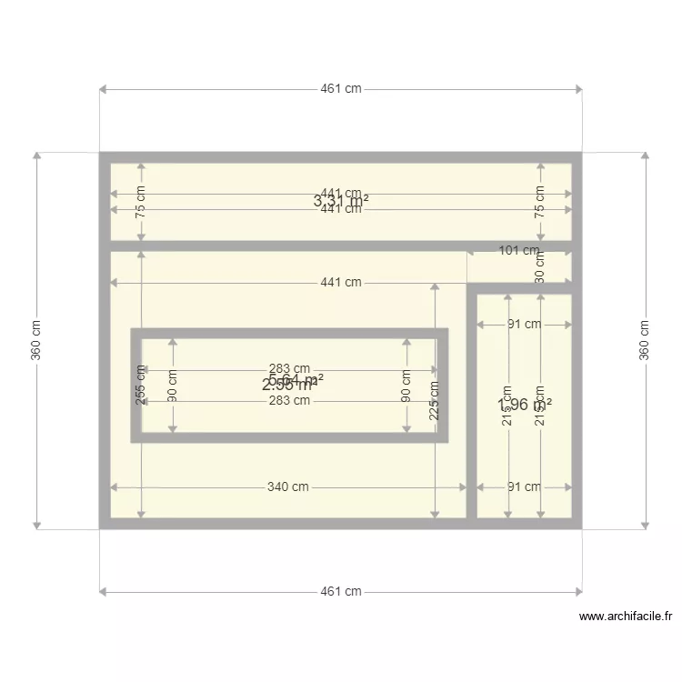 Mur int&eacute;rieur. Plan de 